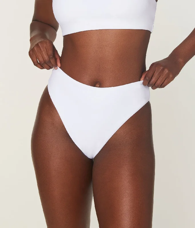 Plus size swimsuits for apple-shaped bodiesThe 90s High Waist Bikini Bottom - Eco Nylon - White