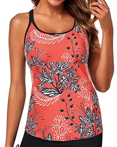 Plus Size Women's Ruffled Bikini Tops in Floral Print for a Feminine Beach LookTummy Control Swimsuit Tops for Women Athletic Tank Tops