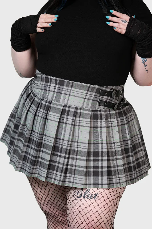 Nursing skirt with discreet access for breastfeeding mothersBat Girl Skirt [GREY TARTAN] [PLUS]