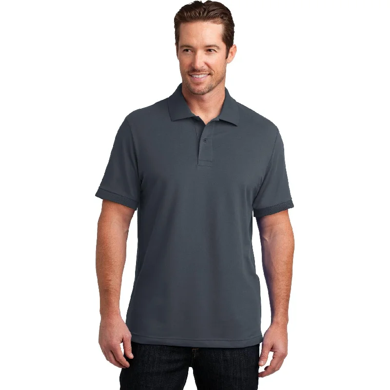 Hand - wash only polo shirt with delicate embroideryCLOSEOUT - District Made Mens Stretch Pique Polo