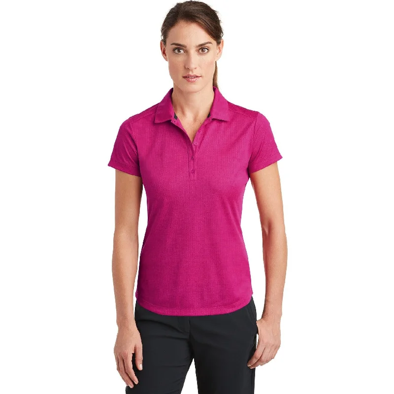 Embroidered logo polo shirt for a preppy styleCLOSEOUT - Nike Ladies Dri-FIT Crosshatch Polo