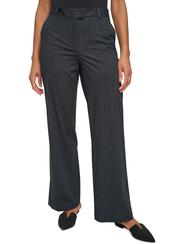 Plus Size Women's Plaid Tight Trousers in Multicolor for a Stylish and Classic LookWomens High Rise Pinstripe Wide Leg Pants