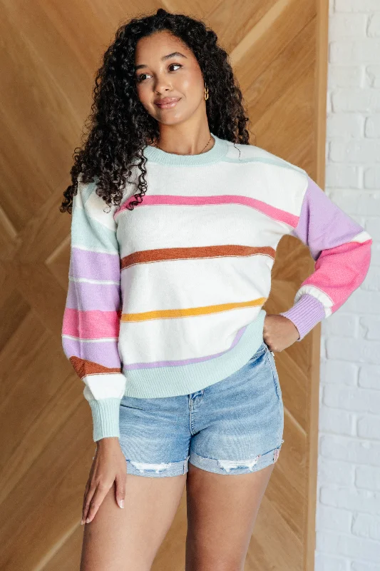 Tie - Front Women's Lambswool Sweaters in Pastel HuesTie - Front Women's Lambswool Sweaters in Pastel HuesFlawless Features Striped Sweater