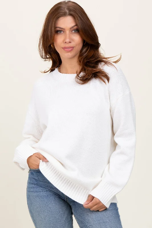 Bell - Sleeve Women's Mohair - Wool Blend SweatersBell - Sleeve Women's Mohair - Wool Blend SweatersIvory Soft Knit Basic Sweater