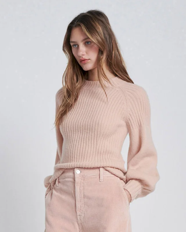 Tie - Front Women's Lambswool Sweaters in Pastel HuesTie - Front Women's Lambswool Sweaters in Pastel HuesLantern Sleeve Sweater in Blush