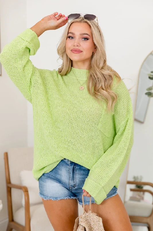 Mock Neck Women's Alpaca Wool Sweaters in Earth TonesMock Neck Women's Alpaca Wool Sweaters in Earth TonesMellow Mood Lime Oversized Pocketed Sweater