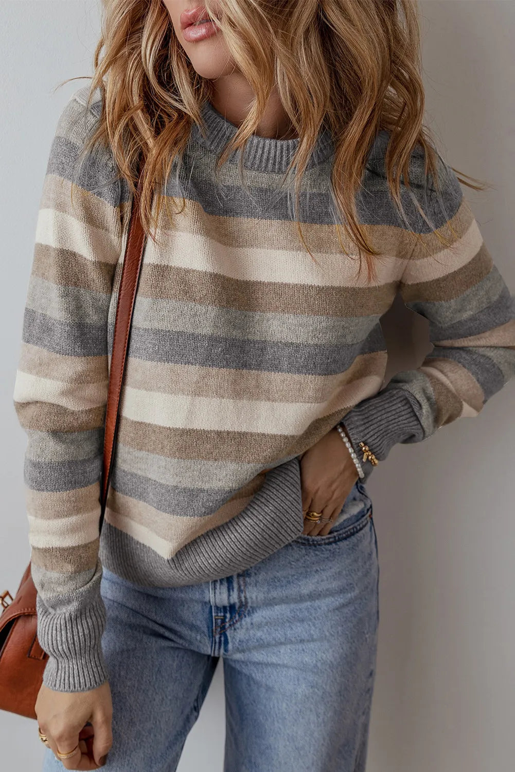 Women's Long Sleeve Turtleneck Cashmere SweatersWomen's Long Sleeve Turtleneck Cashmere SweatersPREORDER Striped Round Neck Long Sleeve Sweater