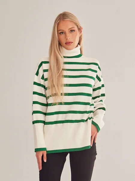 Cropped Women's Angora Blend Sweaters for a Trendy LookCropped Women's Angora Blend Sweaters for a Trendy LookHot Girl Striped Turtleneck Side Slit Sweater