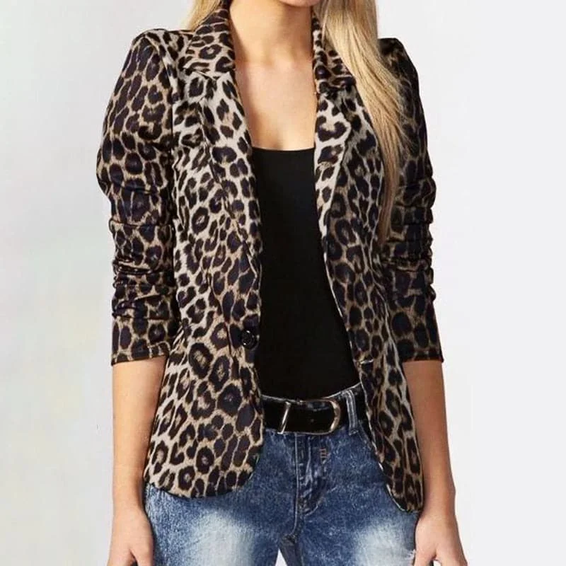 Women's Peplum Blazers in Emerald Green for a Stylish Work AttireWomen Fashion Leopard Lapel Coats