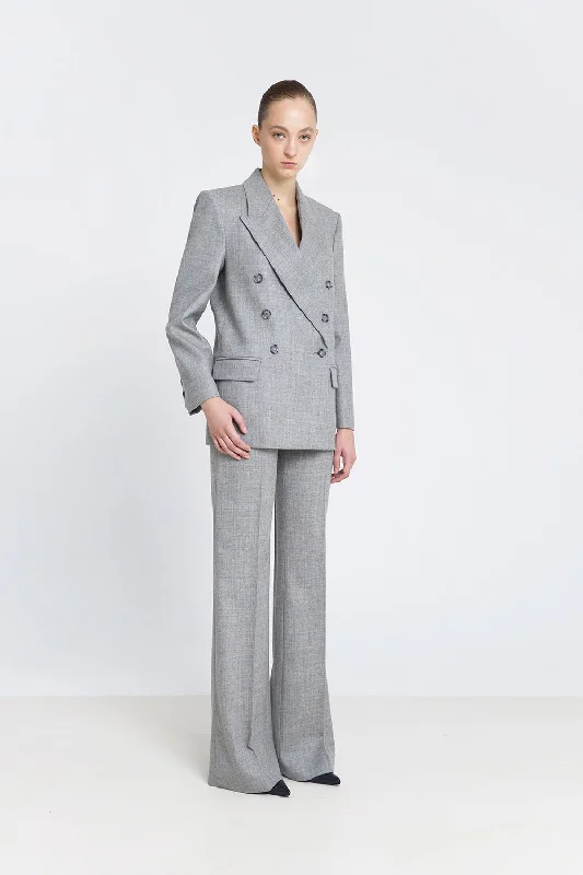 Single - Breasted Women's Tweed Blazers with Gold Buttons for a Classic LookBlazer cruzada lana gris