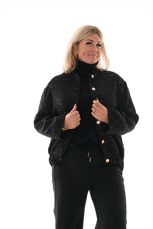 Women's Slim - Fit Blazers in Charcoal Gray for a Professional AppearanceBomber jas met glitter