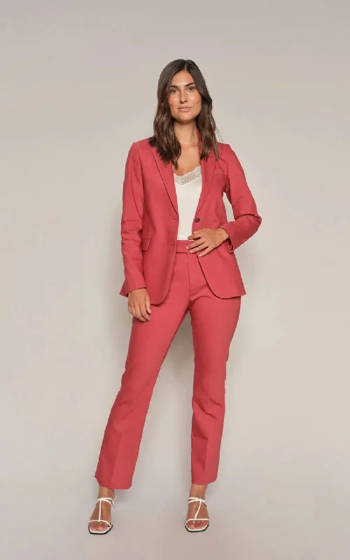 Women's Longline Linen Blazers in Pastel Colors for Summer EventsMos Mosh- Blake Night Blazer in Garnet