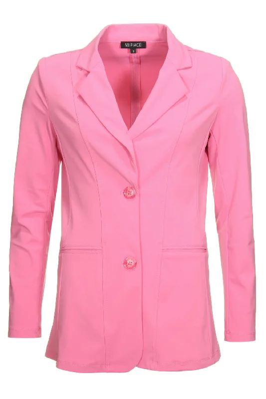 Plus Size Women's Embroidered Blazers in Floral Patterns for a Feminine TouchTravel blazer barbie pink 202102A