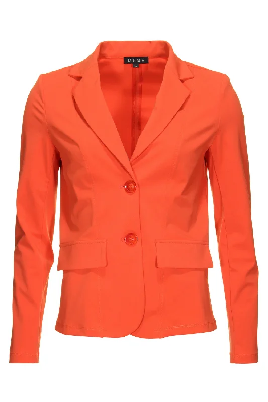 Plus Size Women's Faux Fur - Trimmed Blazers in Black for a Luxurious LookTravel blazer orange 202015