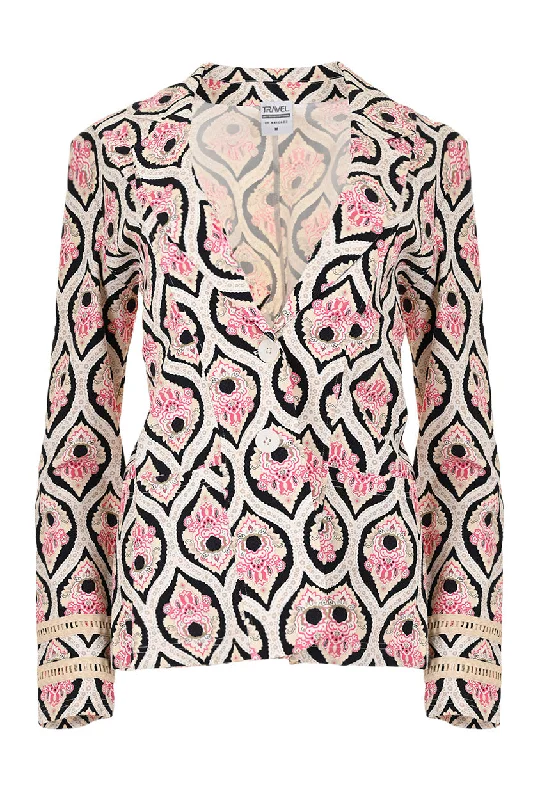 Plus Size Women's Ruffled Blazers in Pink for a Girly and Fashionable LookTravel blazer taylor egypt eye