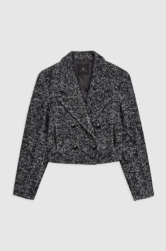 Women's Belted Blazers in Camel Color for a Sophisticated OutfitVienna Blazer - Black and White Tweed