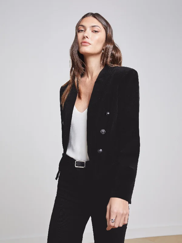 Plus Size Women's Faux Fur - Trimmed Blazers in Black for a Luxurious LookWayne Blazer