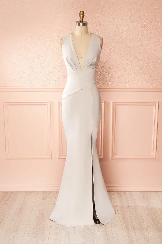 Sheath Women Dress with a Tailored Fit for a Professional LookCamila Moon | Gray Mermaid Gown