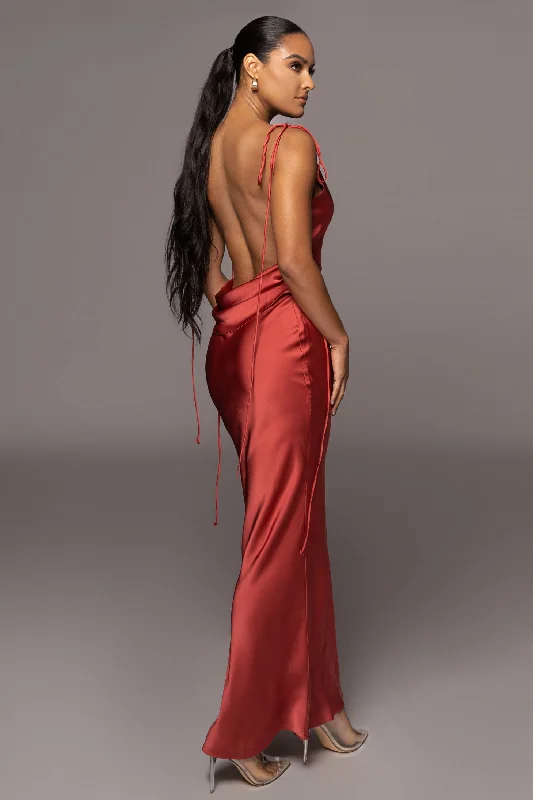 Off - the - Shoulder Women Dress for a Romantic and Feminine LookRed Irresistible Satin Maxi Dress