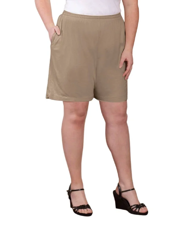 Plus Size Women Shorts with a Comfortable and Stylish FitJersey Cotton Shorts - Plus In Tan