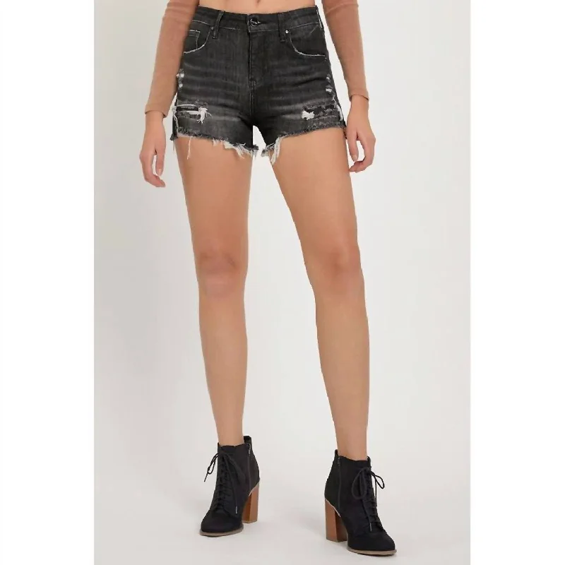 Printed Animal Print Women Shorts for a Wild and Stylish AppearanceMid Rise Patched Short In Black