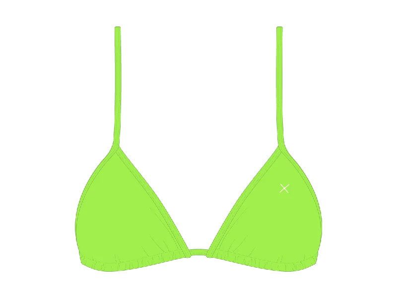 Sustainable bikini made from recycled materials for eco - conscious beachgoersLime Green Bikini Top II